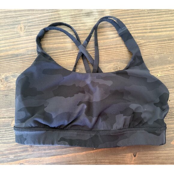 lululemon athletica Other - Lululemon Energy Medium Support Strappy Black Camo Print Sports Bra Size 6